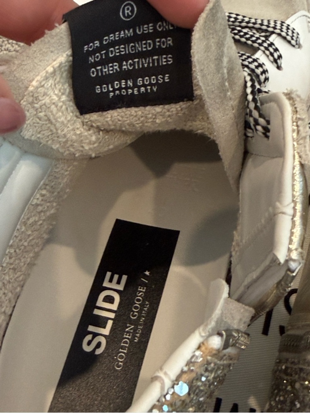 Golden Goose Slide Silver Glitter High-Top Sneakers Size 40/10 AUTHENTIC - Picture 8 of 14